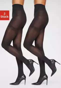Поддерживающие колготки LASCANA (2 шт.), с усиленной нижней частью, черный