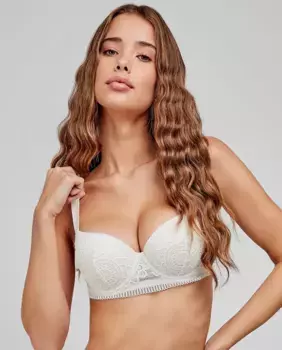 Поддерживающий бюстгальтер на косточках с поролоном из кружевной ткани Gisela, белый