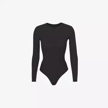 Подходит всем Боди из эластичной ткани с длинными рукавами Skims, оникс