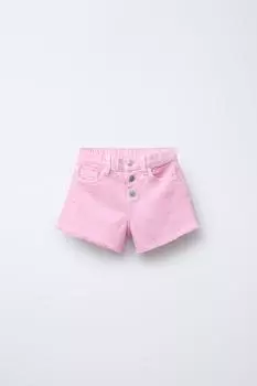 Подходящие маме саржевые шорты-бермуды ZARA, розовый