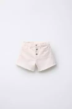 Подходящие маме саржевые шорты-бермуды ZARA, устрично-белый