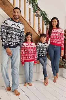 Подходящий семейный рождественский свитер с мотивом оленей Society 8, синий
