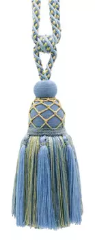 Подхваты-кисточки для штор DecoPro, синий / золотой