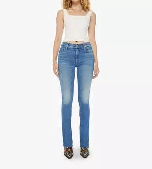 Подиумные расклешенные джинсы с потертостями в стиле «Обезьяна посередине» Mother, цвет monkey in the middle