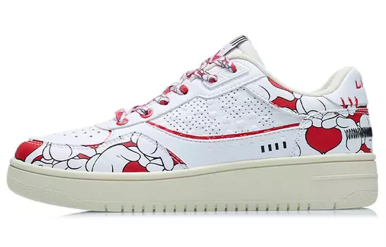 Подкладка LiNing X Скейтбординг Кроссовки женские низкие стандартные белые/красные вишнево-красные Disney