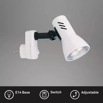 Подключаемый светильник BRILONER LEUCHTEN PILO, 25 Вт, IP20, белый, металлопластик, без 1x E14, 11,5 x 10,5 см