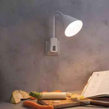 Подключаемый светильник Paulmann Junus с гибким кронштейном E14 белый, тумблер на свет