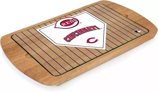 Поднос Picnic Time Cincinnati Reds со стеклянной крышкой