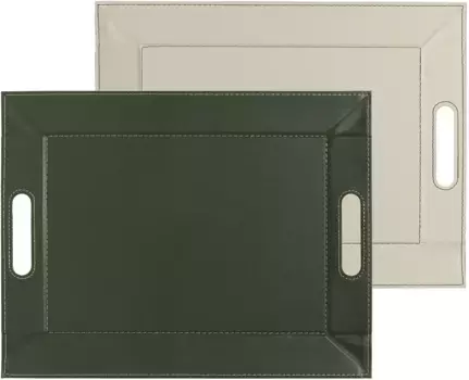 Поднос произвольной формы, (1 шт.), кожзаменитель, 2 цвета Freeform 41х55 см, оливково-зеленый