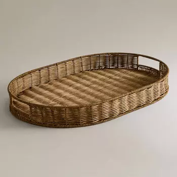 Поднос Zara Home Oval Rattan With Handles, коричневый