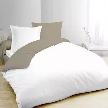 Пододеяльник двухцветный бежево-белый 240х220см + 2 наволочки в ассортименте Vision