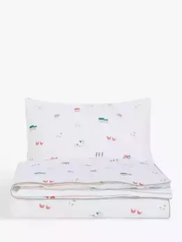 Пододеяльник и наволочка John Lewis Little Farm Toddler Reversible Pure Cotton