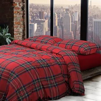 Пододеяльник из чистого хлопка с шотландским узором - Тартан Lisola by Daunex, красный, односпальный