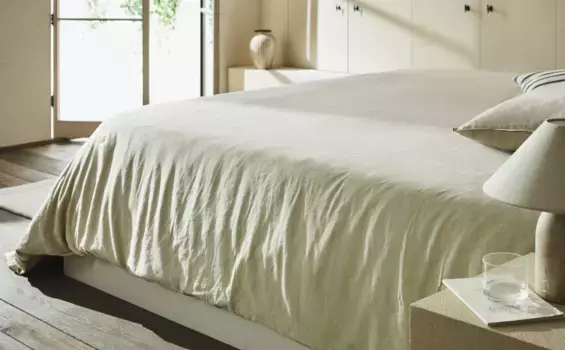 Пододеяльник из хлопка и льна Zara Home, зеленый