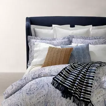 Пододеяльник из хлопкового сатина Ralph Lauren Lorelei, цвет King, синий