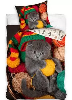 Пододеяльник кот с боллетами шерсть 140 х 200 см PHU CARBOTEX
