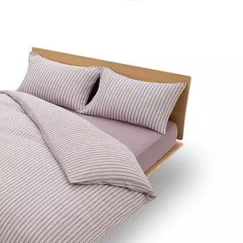 Пододеяльник Muji из хлопка, серые полосы