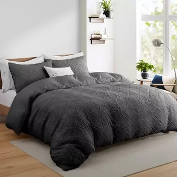 Пододеяльник Peace Nest с наволочкой, цвет Dark Gray/Square