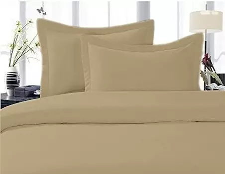 Пододеяльник плотностью 600 нитей, 98x98 дюймов, 100% египетский хлопок, с застежкой-молнией и угловыми завязками, однотонный узор 1 пододеяльник 2 наволочки на подушку (парик) Saferay Green, Toupe