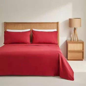 Пододеяльник Поликоттон Перкаль 180 ниток El Corte Ingls, гранат