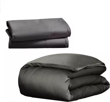 Пододеяльник размера «king-size» California Design Den с комплектом из 2 наволочек — роскошный пододеяльник из 100 % хлопкового сатина плотностью 400 нитей и мягкие сатиновые наволочки из 100 % хлопка — серый