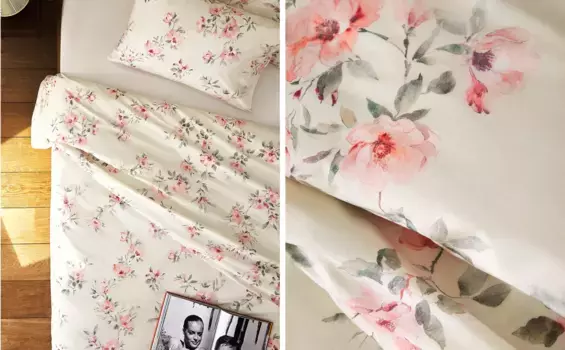 Пододеяльник с цветочным принтом Zara Home, розовый
