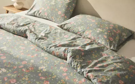 Пододеяльник с цветочным принтом Zara Home, синий