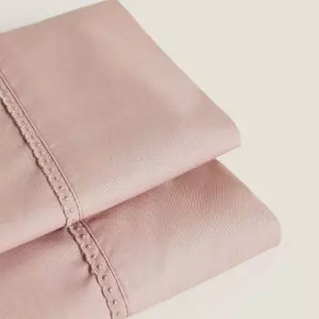 Пододеяльник с деталями Zara Home Plain With Detail, розовый