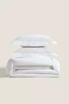 Пододеяльник с льняной каймой Zara, белый