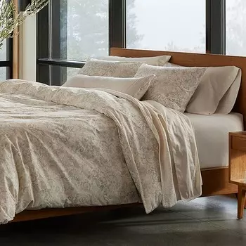 Пододеяльник с принтом Coyuchi Solana, размер King, коричневый/бежевый