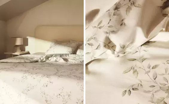 Пододеяльник с принтом листьев Zara Home, зеленый