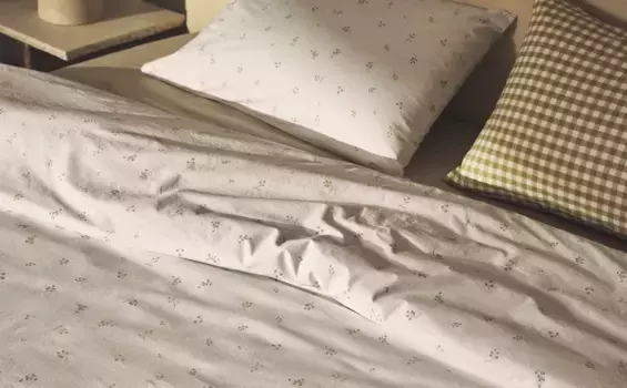 Пододеяльник с принтом листьев Zara Home, цвет Oyster White