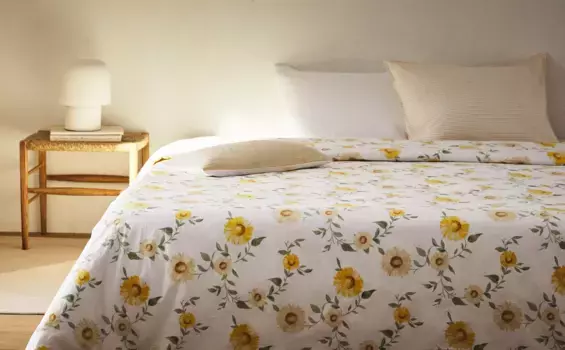 Пододеяльник с принтом подсолнечника Zara Home, цвет Oyster White
