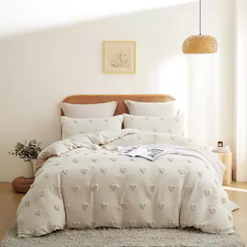 Пододеяльник с вышивкой в виде сердечек Nayoroom, бежевый