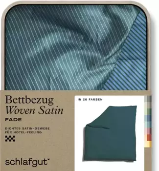 Пододеяльник Schlafgut "Woven Satin Fade с тонкими полосками", (1 шт.), с цветовым градиентом, смешивайте и сочетайте: в наличии есть подходящая наволочка 240х220 см, цвет Petrol Deep / Green Deep