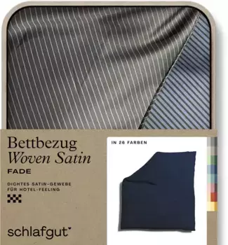 Пододеяльник Schlafgut Woven Satin Fade с тонкими полосками, синий / черный