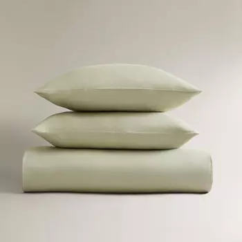 Пододеяльник Zara Home 300 Thread Count Sateen, серовато-зеленый