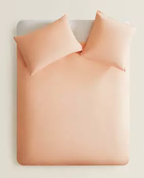 Пододеяльник Zara Home 300 Thread Count Striped Washed Sateen, коралловый