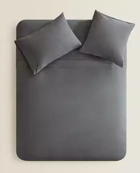 Пододеяльник Zara Home Cotton Percale Duvet, 300 нитей, серый