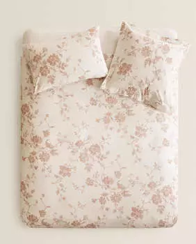Пододеяльник Zara Home Floral Print, светло-розовый