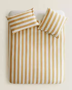 Пододеяльник Zara Home Striped, белый/желтый