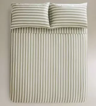 Пододеяльник Zara Home Striped Cotton Linen, зеленый