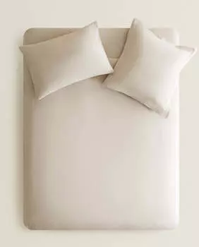 Пододеяльник Zara Home Striped Flannel, серо-бежевый