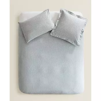 Пододеяльник Zara Home With Narrow Stripes, темно-синий
