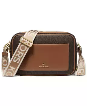 Подпись Maeve Большая Восточно-Западная Сумка-кроссбоди с карманом Michael Kors, коричневый/бежевый