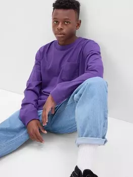 Подростковая футболка из натурального хлопка. Gap, фиолетовый