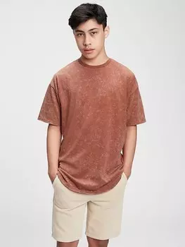 Подростковая футболка с закругленным краем Gap, коричневый