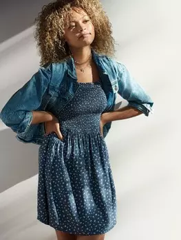 Подростковое платье с цветочным принтом Gap, синий