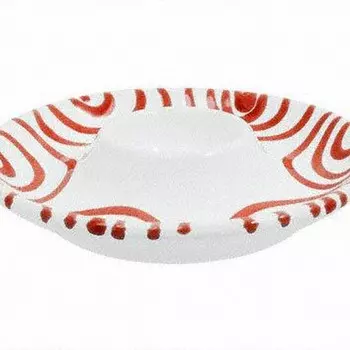 Подставка для яиц Red Flamed гладкая 12 см Gmundner Keramik, бело-красный