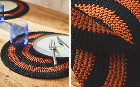 Подставка для столовых приборов с плетеным кругом и коллажем Zara Home, черный